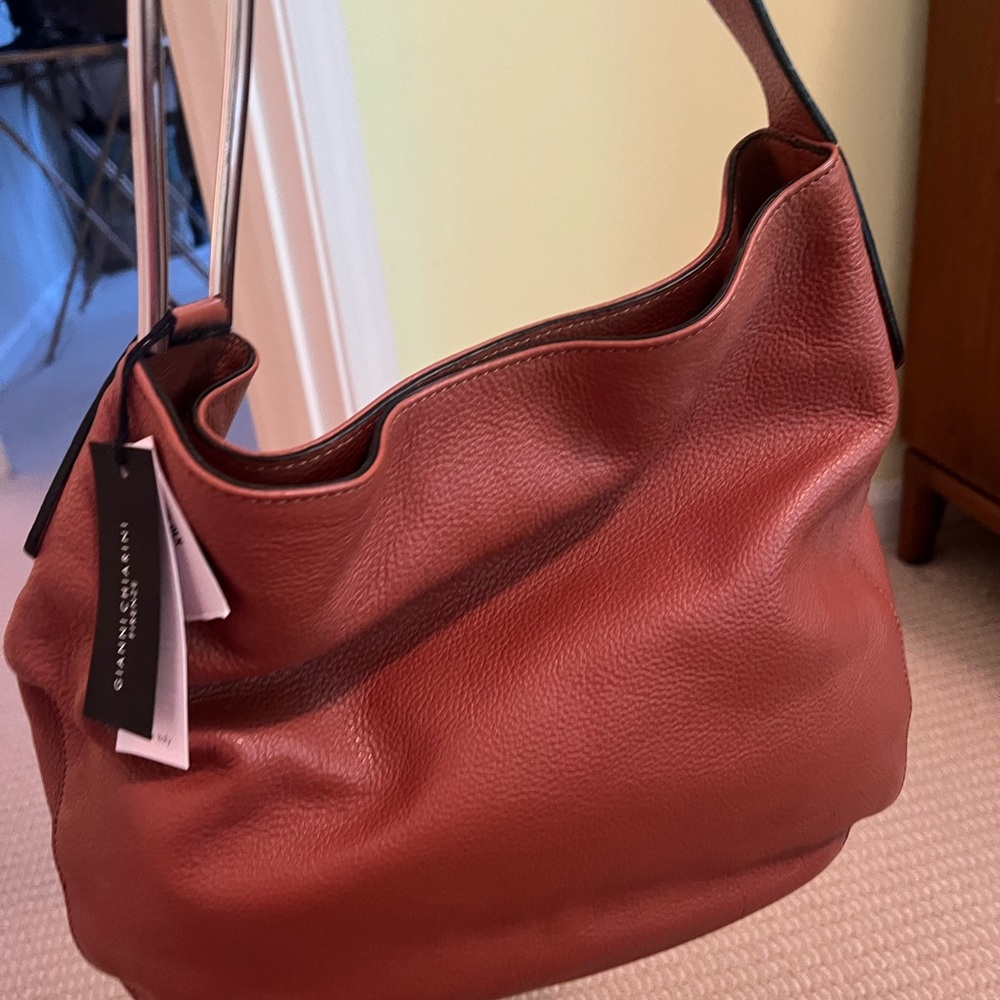 Elegant Brown Leather Hobo Bag